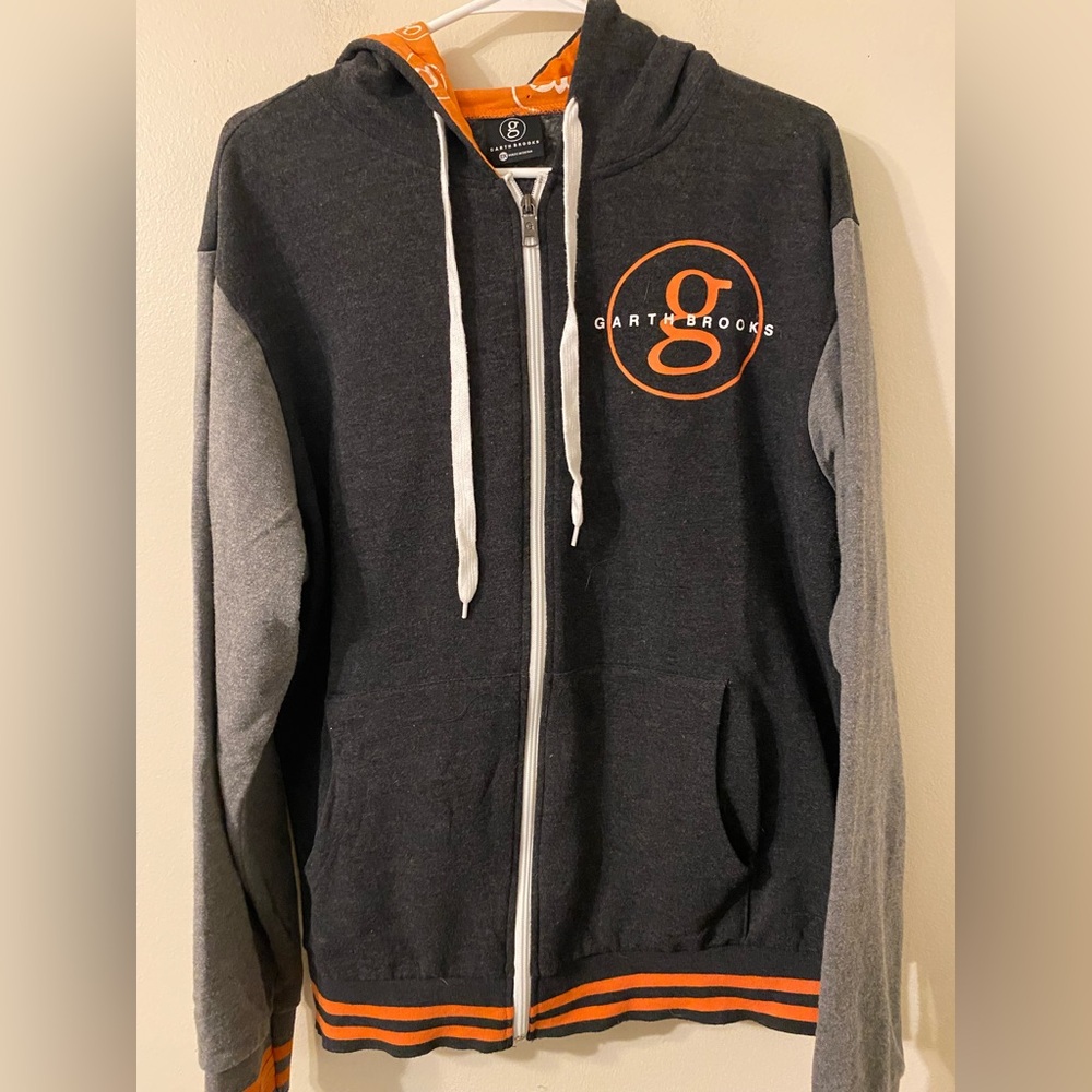 2017 Garth Brooks World Tour Women's Full Zip Gray‎ Orange Hoodie Size 2X